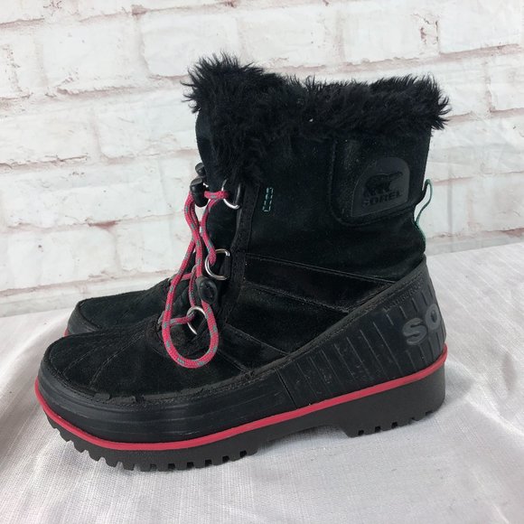 Sorel Girls Womens 5 Tivoli II Black Faux Fur Insulated Wedge Winter Boots - Picture 2 of 9